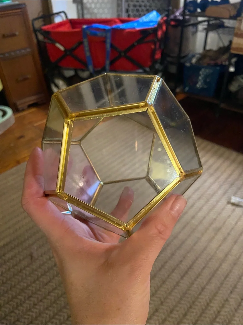 Gold Glass Geometric Terrarium Vase - Unbranded